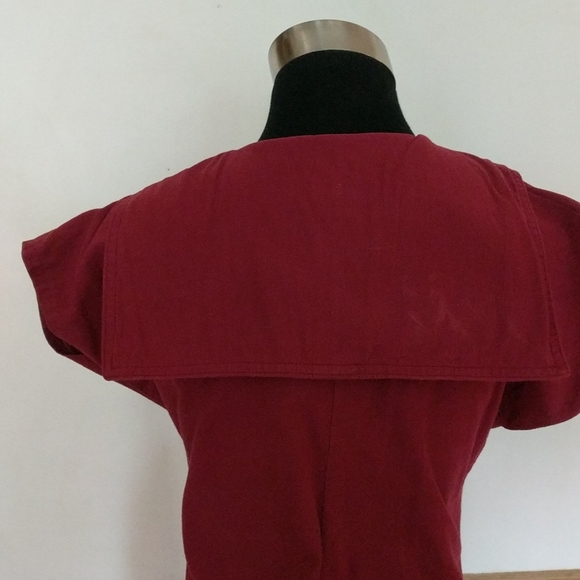 Vintage Maroon heavy Cotton Tunic Top Sailor Collar S - Picture 4 of 9